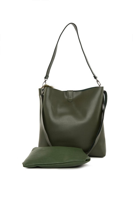 Zoozie Bags Bolso Bandolera Midi en Caqui con Detalles de Flecos